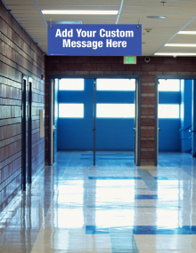 Custom 2-sided corrugated plastic ceiling signs for workplace wayfinding and safety messaging.