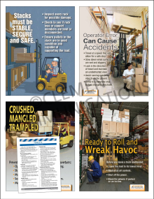 "Warehouse Safety Focus Pack 2: Forklifts" from Clement, including 4 safety posters and a meeting guide to prevent forklift-related accidents.