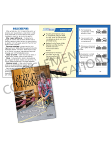 Housekeeping - Keep It Clean Safety Pocket Guide with Quiz Card featuring a tri-fold safety tips guide and an interactive scratch-off employee quiz.