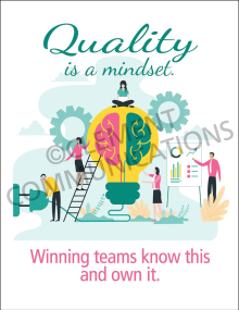 Quality is a Mindset motivational poster highlighting the importance of personal ownership and excellence for winning teams in the workplace.