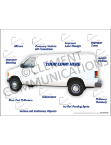 Safety tracking poster featuring a utility van graphic and a prominent display area to write in the number of days worked without a recordable accident.