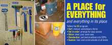 Essential warehouse banner for 5S Set in Order, "A Place For Everything," operational efficiency.