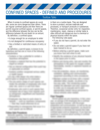 Confined Spaces: Defined and Procedures