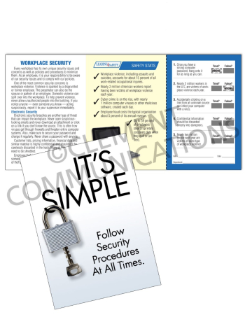Security – It's Simple – Safety Pocket Guide with Quiz Card