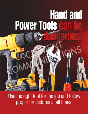 "Tool Safety - Dangerous" poster from Clement, highlighting the potential hazards of everyday hand and power tools in the workplace.