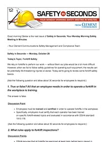 Safety In Seconds Newsletter